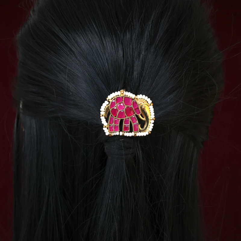 Handmade Pachi Kundan Choti – Haathi (Ruby)
